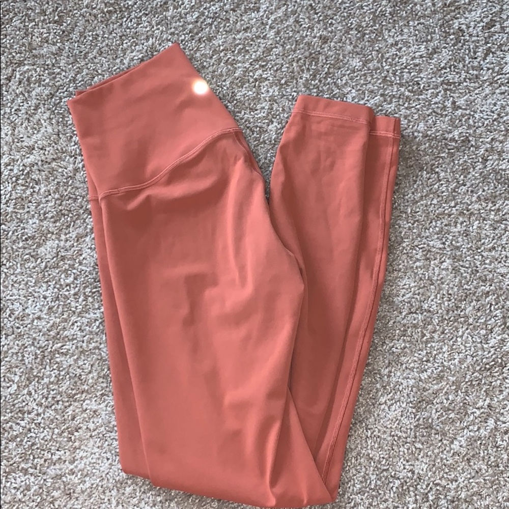 lululemon wunder under rust coral leggings